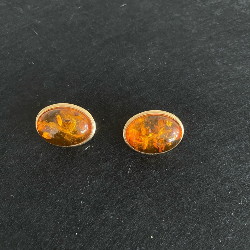 Vintage Amber and 14k Gold Earrings